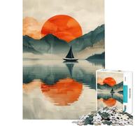 Puzzle de 1000 pièces représentant Un Paysage lacustre au Coucher du Soleil Un Jeu éducatif Stimulant Amusant et Humoristique idéal comme Cadeau (Dimensions 38x26cm)