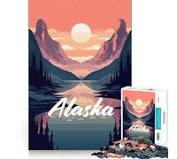 Puzzle de 1000 pièces représentant Un Paysage lacustre d'Alaska,Jeu d'assemblage Facile,Stimulant cérébral,détente et Cadeau d'anniversaire Amusant (38x52cm)