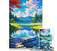 Puzzle de 1000 pièces représentant Un Paysage lacustre Serein, idéal pour Les Adolescents Jeu de logique mentale, évasion et Calme Objet de Collection aux Bords Fins (50x75cm)