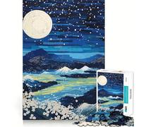 Puzzle de 1000 pièces représentant Un Paysage Nocturne avec Lune et Montagnes idéal pour Les Adolescents Un Jeu Stimulant pour Les méninges Une activité Artistique à réaliser chez soi et Un Cadeau