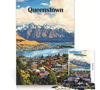 Puzzle de 1000 pièces représentant Un Paysage pittoresque de Queenstown,en Nouvelle-Zélande,pour Adultes Divertissement intellectuel et paisible,découpe Fine,Cadeau créatif (38x26cm)