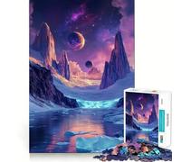 Puzzle de 1000 pièces représentant Un Paysage planétaire Cosmique et glaciaire néon, idéal pour Adultes et Parfait pour se détendre Un Cadeau Exquis à Assembler (50x75cm)
