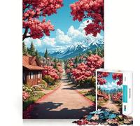 Puzzle de 1000 pièces représentant Un Paysage printanier Japonais dans Un Village, idéal pour Les Adolescents Jeu de réflexion Amusant et décontracté Design élégant et Cadeau 38x26cm
