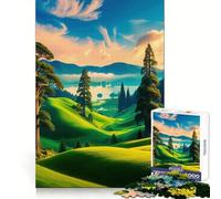 Puzzle de 1000 pièces représentant Un Paysage Serein avec des collines ondulantes, idéal pour Les Adolescents, pour stimuler Leur mémoire, se détendre à la Maison et Offrir Un Joli Cadeau (38x52cm)