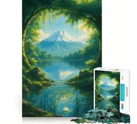 Puzzle de 1000 pièces représentant Un Paysage Serein de lac et de Montagne, idéal pour Les Adultes Puzzle Relaxant et apaisant, Image à Assembler pour Les vœux du Père Noël (38x52cm)