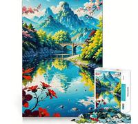 Puzzle de 1000 pièces représentant Un Paysage Serein de Montagne et de rivière, idéal pour Les Adolescents Jeu de logique, Jeu de Groupe, découpe de précision, Cadeau attentionné (50x75cm)