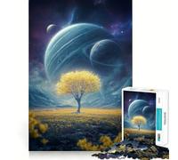 Puzzle de 1000 pièces représentant Un Paysage Spatial avec Un Arbre doré, idéal pour Adultes Développez Votre mémoire et amusez-Vous Assembler Cette Image Un Objet de Collection (38x52cm)