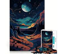 Puzzle de 1000 pièces représentant Un Paysage surréaliste avec des planètes et Une rivière, idéal pour Les Adolescents Jeu de logique Pure, Silencieux et aux Lignes épurées Décoration Murale 50x75cm