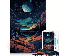 Puzzle de 1000 pièces représentant un paysage surréaliste avec des planètes et une rivière idéal pour les adultes Jeu de logique stimulant anti-anxiété bords transparents cadeau parfait pour les fêtes
