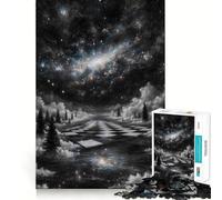 Puzzle de 1000 pièces représentant Un Paysage surréaliste en Damier avec Galaxie, idéal pour Les Adolescents Jeu Intelligent et Relaxant, à Assembler Selon la liste de souhaits du Père Noël 50x75cm