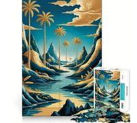 Puzzle de 1000 pièces représentant Un Paysage Tropical fluvial avec des Palmiers Pièces aux découpes nettes Jeu de développement cognitif Moment de Calme et de Divertissement Décoration de Noël