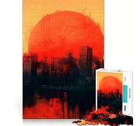 Puzzle de 1000 pièces représentant Un Paysage Urbain au Coucher du Soleil Rouge, idéal pour Les Adolescents Stimule la mémoire, soulage la Tension et Offre Une Belle qualité d'art (38x52cm)