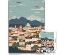 Puzzle de 1000 pièces représentant Un Paysage Urbain avec Avions et Montagnes Jeu d'apprentissage et de réflexion stratégique pour Adolescents et Symbolique pour Toutes Les Occasions