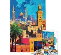 Puzzle de 1000 pièces représentant Un Paysage Urbain coloré du Moyen-Orient Jeu de réflexion pour Adultes idéal pour se détendre Pendant Les Vacances pour Un Anniversaire ou Noël (Dimensions 38x26cm)