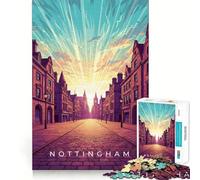 Puzzle de 1000 pièces représentant Un Paysage Urbain de Nottingham avec Un Ciel radieux, idéal pour Les Adolescents Jeu de logique et de réflexion apaisant, découpe précise, Cadeau de Noël (38x26cm)