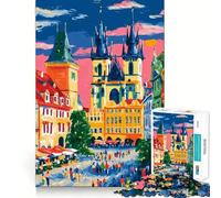Puzzle de 1000 pièces représentant Un Paysage Urbain de Prague, idéal pour Adultes Jeu de logique et de réflexion, pour se détendre et se ressourcer Découpe précise Un 38x26cm