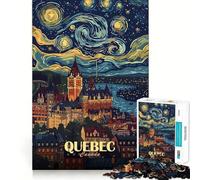 Puzzle de 1000 pièces représentant Un Paysage Urbain de Québec avec Un Ciel étoilé, idéal pour Adultes Un Jeu d'éveil cérébral Relaxant et Amusant, Parfait comme Cadeau de Noël (38x52cm)