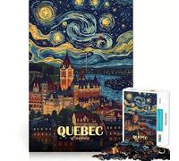 Puzzle de 1000 pièces représentant Un Paysage Urbain de Québec avec Un Ciel étoilé, Un Jeu d'éveil et de Relaxation, Une œuvre d'art de précision à Collectionner (38x26cm)
