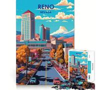 Puzzle de 1000 pièces représentant Un Paysage Urbain de Reno,Nevada Découpe précise,Art,Jeu cognitif et Amusant,Loisirs,scène de Noël (50x75cm)