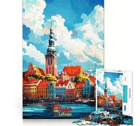 Puzzle de 1000 pièces représentant Un Paysage Urbain de Riga en Lettonie idéal pour Les Adolescents Ce Puzzle stimule la mémoire Offre Un Moment de détente et de Bien-être Découpe Ferme