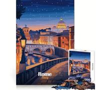 Puzzle de 1000 pièces représentant Un Paysage Urbain de Rome au crépuscule, idéal pour Adultes Détente et énergisant Collection d'œuvres d'art aux Bords précis (38x52cm)