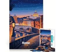 Puzzle de 1000 pièces représentant Un Paysage Urbain de Rome au crépuscule, idéal pour Adultes Détente et énergisant Collection d'œuvres d'art aux Bords précis (38x52cm)
