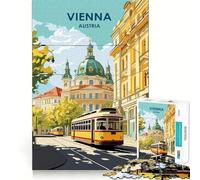 Puzzle de 1000 pièces représentant Un Paysage Urbain de Vienne avec Un Tramway,idéal pour Les Adolescents Jeu Stimulant l'esprit,Assemblage Solide et sécurisé,activité de Partage en Famille (50x75cm)