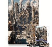 Puzzle de 1000 pièces représentant Un Paysage Urbain Industriel Steampunk avec des Montagnes enneigées Idéal pour Les Adultes Un Jeu de réflexion apaisant et Relaxant Parfait pour décorer Un Mur