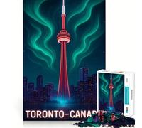 Puzzle de 1000 pièces représentant Un Paysage Urbain néon de Toronto Canada idéal pour Les Adolescents Renforce la mémoire Calme et sérénité Qualité supérieure pour Les vœux du Père Noël