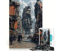 Puzzle de 1000 pièces représentant un paysage urbain steampunk avec des structures mécaniques idéal pour les adolescents Jeu de logique simple et amusant découpe parfaite cadeau d'anniversaire 50x75cm
