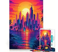 Puzzle de 1000 pièces représentant Un Paysage Urbain Vibrant au Coucher du Soleil Découpe Laser pour Un Assemblage Parfait et Un Moment de Partage idéal avec Vos Proches (38x26cm)