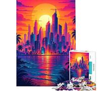 Puzzle de 1000 pièces représentant Un Paysage Urbain Vibrant au Coucher du Soleil Stimule Le Cerveau Tout en étant Un Jouet Amusant et Humoristique à décorer au Mur À partir de 14 Ans (50x75cm)