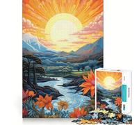 Puzzle de 1000 pièces représentant Un Paysage Vibrant avec rivière et Fleurs,idéal pour Les Adolescents Stimule l'esprit,Amusant et sans Espace Ajustement Parfait Un Loisir captivant pour se détendre