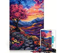 Puzzle de 1000 pièces représentant Un Paysage Vibrant avec Un Chemin Fleuri Jeu Amusant et Facile à Transporter,idéal pour Les Voyages (50x75cm)