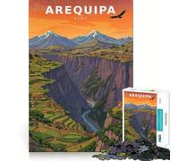 Puzzle de 1000 pièces représentant Un Paysage Vintage du Pérou Style Anime avec des Pics dorés au Lever du Soleil Idéal pour Les Adultes Un Jouet Intelligent et Amusant à Collectionner aux Bords
