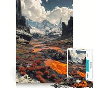Puzzle de 1000 pièces représentant un paysage volcanique avec des montagnes enneigées Jeu de mémorisation mentale de haute précision Activité manuelle Défi cérébral interactif pour la maison (38x26cm)