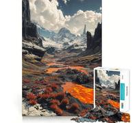 Puzzle de 1000 pièces représentant un paysage volcanique avec des montagnes enneigées Jeu de mémorisation mentale de haute précision Activité manuelle Défi cérébral interactif pour la maison (50x75cm)