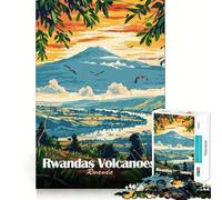 Puzzle de 1000 pièces représentant Un Paysage volcanique du Rwanda, idéal pour Les Adolescents Jeu de logique Pure, Relaxant et Facile à découper Pièce d'art de qualité (38x26cm)
