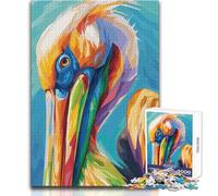 Puzzle de 1000 pièces représentant Un pélican coloré, idéal pour Les Adolescents Jeu éducatif Stimulant et Original Cadeau mémorable et touchant Dimensions:38x52cm