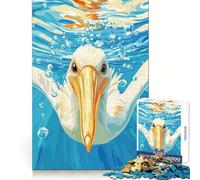 Puzzle de 1000 pièces représentant Un pélican sous l'eau, idéal pour Adultes Un Cadeau de qualité supérieure pour se détendre et améliorer sa mémoire (38x26cm)