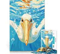 Puzzle de 1000 pièces représentant Un pélican sous l'eau, idéal pour Adultes Un Cadeau de qualité supérieure pour se détendre et améliorer sa mémoire (38x26cm)