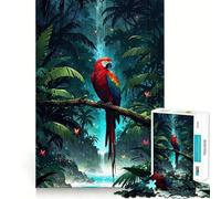 Puzzle de 1000 pièces représentant un perroquet vibrant dans une jungle luxuriante Jeu de concentration mentale pour adolescents,découpe de précision et bords lisses Idéal comme cadeau de Noël 38x52cm