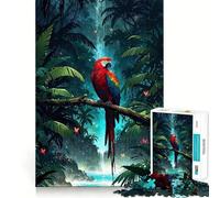 Puzzle de 1000 pièces représentant Un Perroquet Vibrant dans Une Jungle luxuriante Jeu de mémoire pour Adultes,Assemblage précis sans espaces,activité apaisante pour Une Pause mentale (50x75cm)