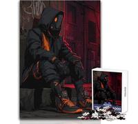 Puzzle de 1000 pièces représentant Un Personnage Cyberpunk en Milieu Urbain Jeu Amusant pour Le développement cognitif Idée Cadeau Originale et attentionnée Dimensions:50x75cm