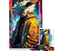 Puzzle de 1000 pièces représentant Un Personnage d'anime en Milieu Urbain Jeu de Construction Focus Assemblage Parfait sans écart Activité gratifiante pour Les Jours de Pluie (50x75cm)