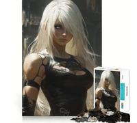 Puzzle de 1000 pièces représentant Un Personnage féminin aux Cheveux Blancs Jeu de Construction Focus Ajustement Parfait sans écart Activité gratifiante pour Les Jours de Pluie (38x26cm)