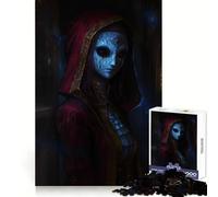 Puzzle de 1000 pièces représentant Un Personnage mystérieux au Masque de Diable à Capuche Rouge, idéal pour Adultes Jeu intellectuel apaisant et décoratif Mural de qualité (38x52cm)