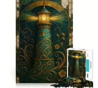 Puzzle de 1000 pièces représentant Un Phare orné en vitrail, idéal pour Les Adolescents, Stimulant la réflexion et offrant Un Cadeau mémorable et Joyeux pour Toute la Famille (50x75cm)