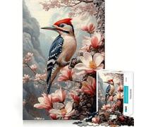Puzzle de 1000 pièces représentant Un pic sur Une Branche Fleurie,idéal pour Les Adultes Jeu Stimulant l'esprit,découpe Laser pour Un Assemblage Parfait et Une activité Amusante en Famille (38x26cm)