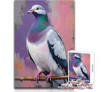 Puzzle de 1000 pièces représentant Un Pigeon perché sur Une Branche, avec Fond coloré Jeu éducatif et logique, idéal pour Un Cadeau de Noël Secret Dimensions : 38x26cm